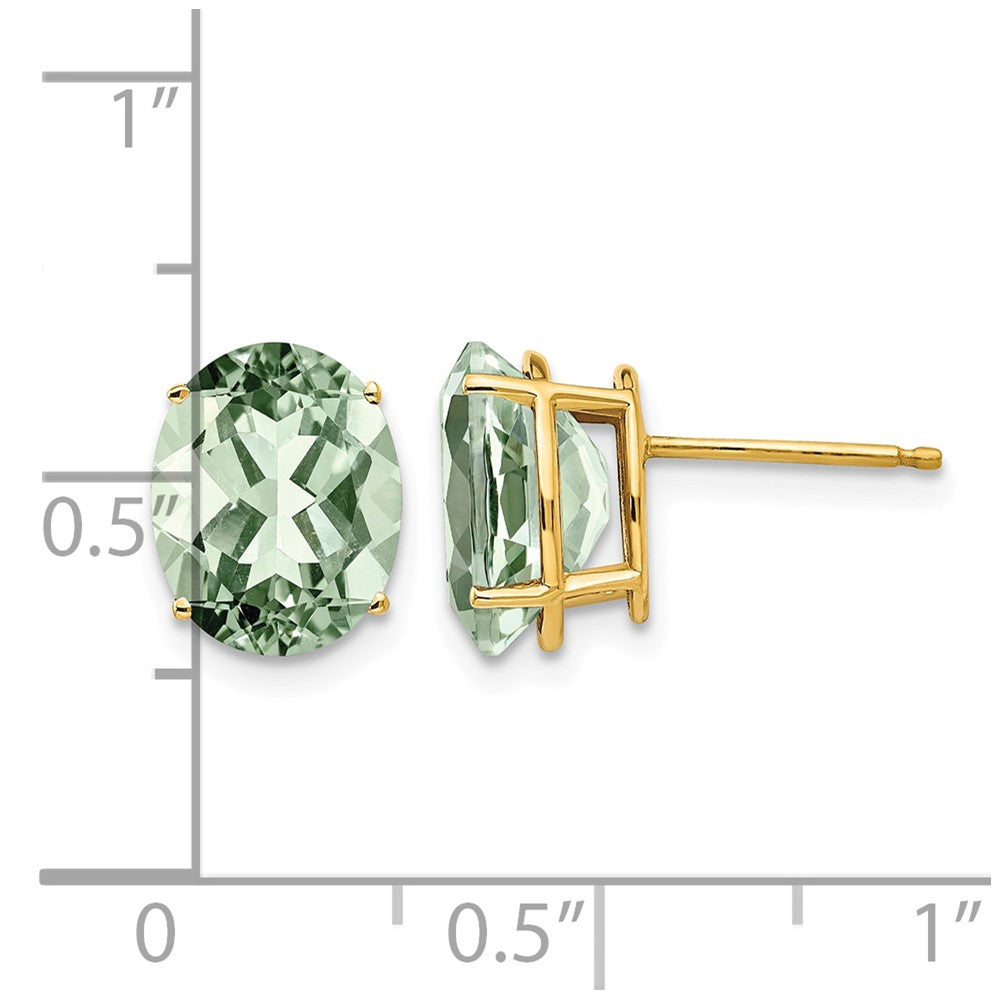14k 10x8mm Oval Green Quartz Post Earrings
