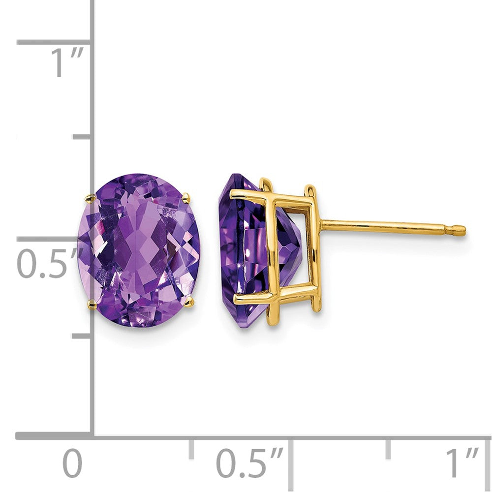 14k 10x8mm Oval Amethyst Post Earrings
