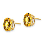 14k 10x8mm Oval Checker-cut Citrine Post Earrings