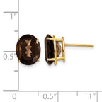 14k 10x8mm Oval Smoky Quartz Post Earrings