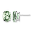 14k White Gold 10x8mm Oval Green Quartz Post Earrings