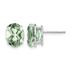 14k White Gold 10x8mm Oval Green Quartz Post Earrings