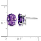 14k White Gold 10x8mm Oval Amethyst Post Earrings