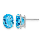 14k White Gold 10x8mm Oval Blue Topaz Post Earrings
