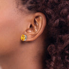 14k White Gold 10x8mm Oval Citrine Post Earrings
