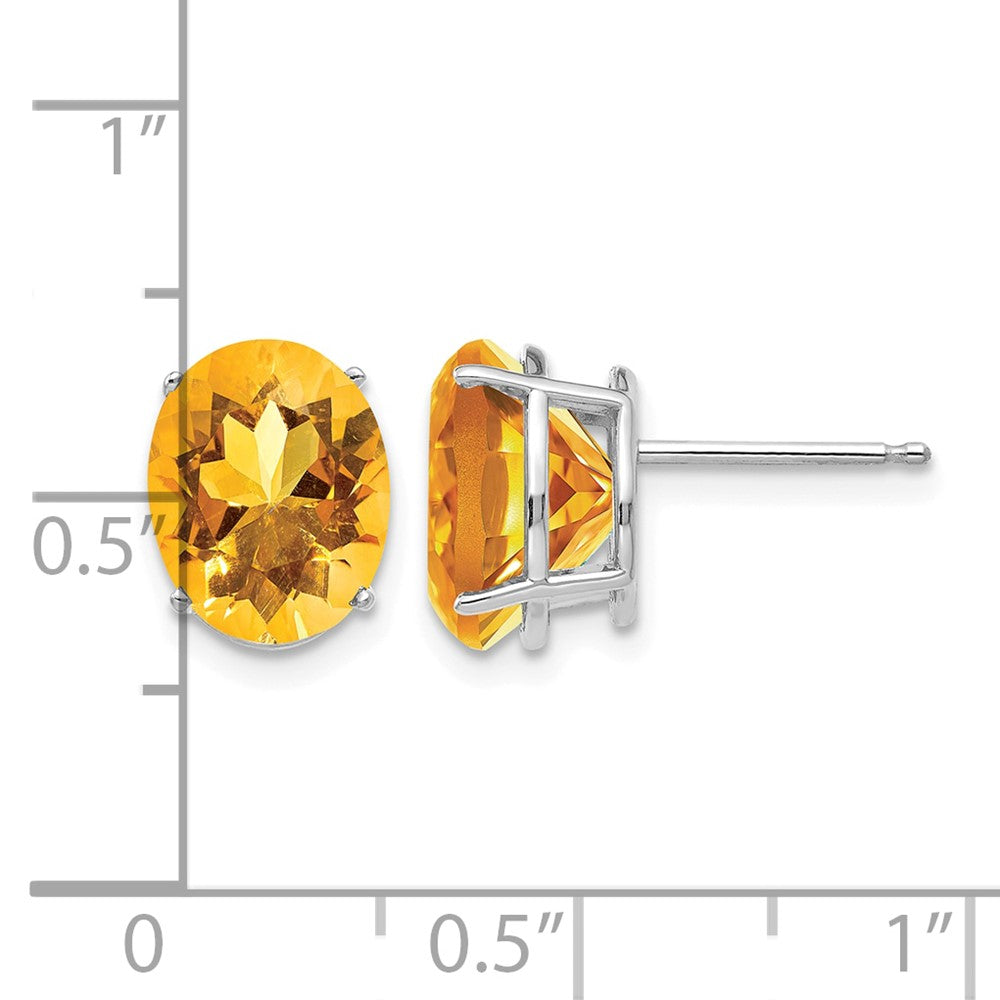 14k White Gold 10x8mm Oval Citrine Post Earrings