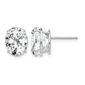 14k White Gold 10x8mm Oval Cubic Zirconia Post Earrings