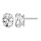 14k White Gold 10x8mm Oval Cubic Zirconia Post Earrings
