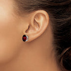 14k White Gold 10x8mm Oval Garnet Post Earrings