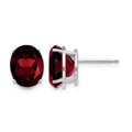 14k White Gold 10x8mm Oval Garnet Post Earrings