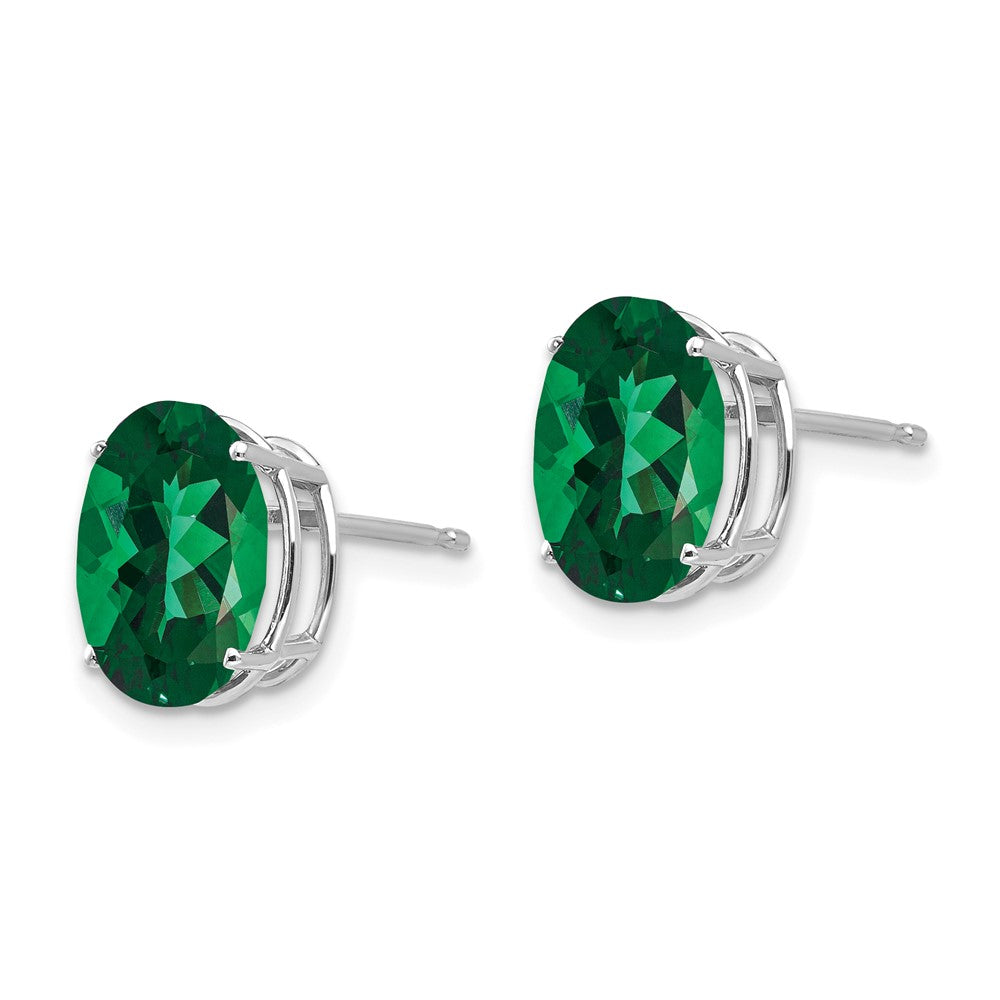 14k White Gold 10x8mm Oval Mount St. Helens Stud Earrings
