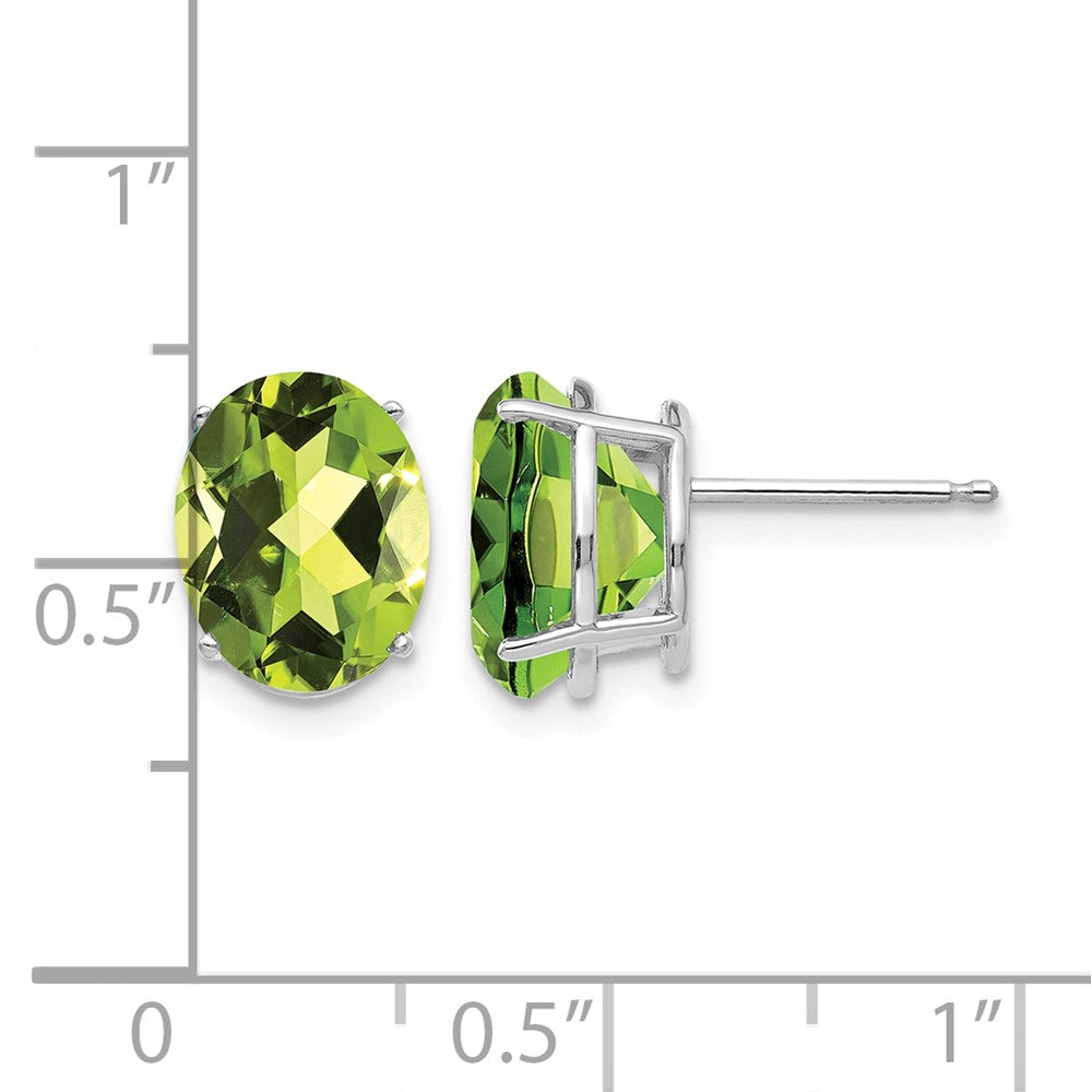 14k White Gold 10x8mm Oval Peridot Post Earrings