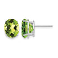 14k White Gold 10x8mm Oval Peridot Post Earrings