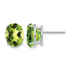 14k White Gold 10x8mm Oval Peridot Post Earrings