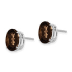 14k White Gold 10x8mm Oval Smoky Quartz Post Earrings
