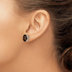 14k White Gold 10x8mm Oval Smoky Quartz Post Earrings