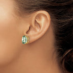 14k 12x10mm Oval Green Quartz Post Earrings