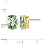 14k 12x10mm Oval Green Quartz Post Earrings