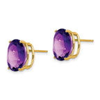 14k 12x10mm Oval Amethyst Post Earrings