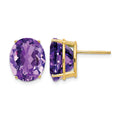 14k 12x10mm Oval Amethyst Post Earrings