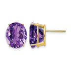14k 12x10mm Oval Amethyst Post Earrings