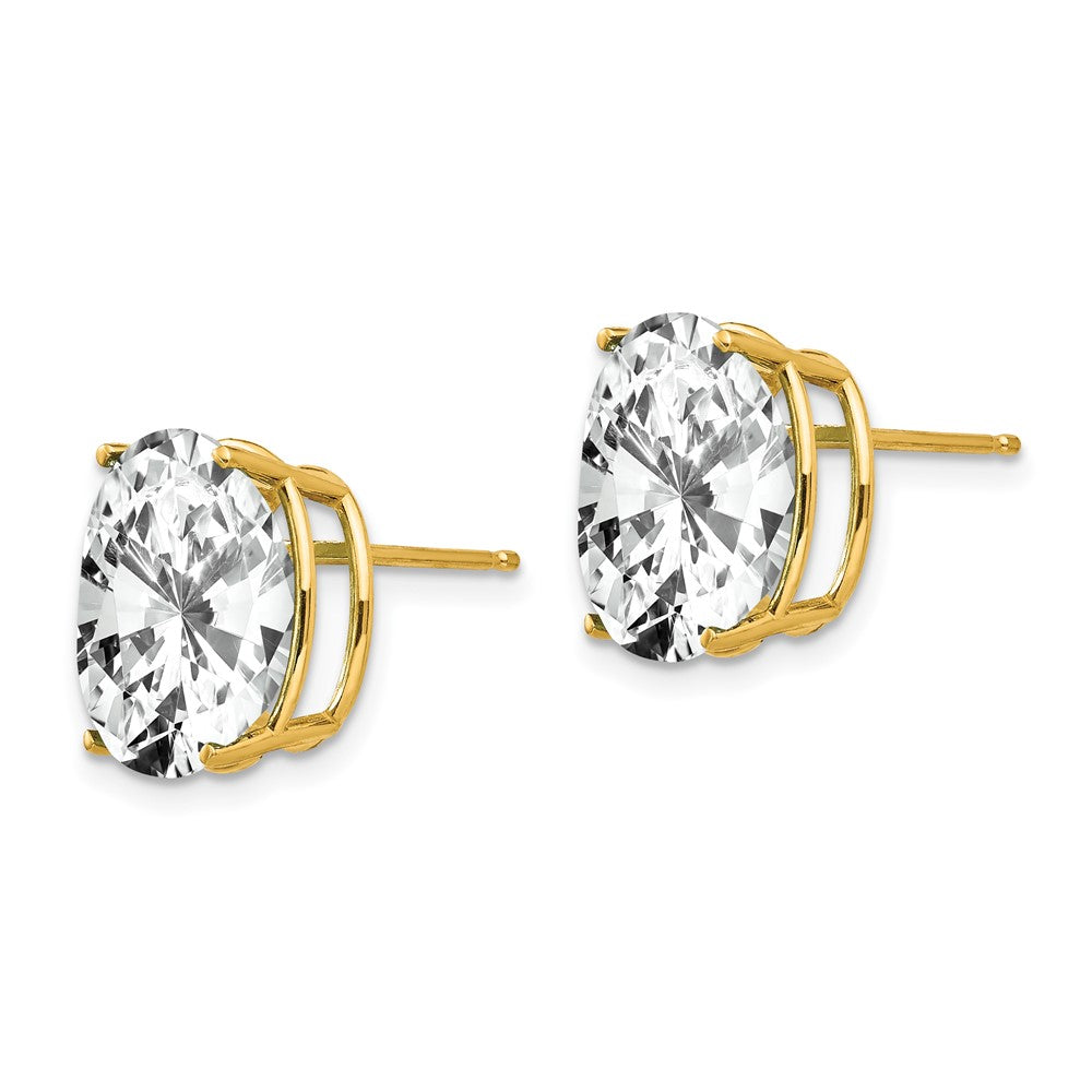 14k 12x10mm Oval Cubic Zirconia Post Earrings