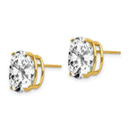14k 12x10mm Oval Cubic Zirconia Post Earrings