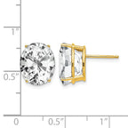 14k 12x10mm Oval Cubic Zirconia Post Earrings