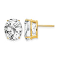 14k 12x10mm Oval Cubic Zirconia Post Earrings