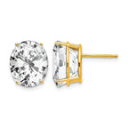 14k 12x10mm Oval Cubic Zirconia Post Earrings
