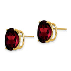 14k 12x10mm Oval Garnet Post Earrings