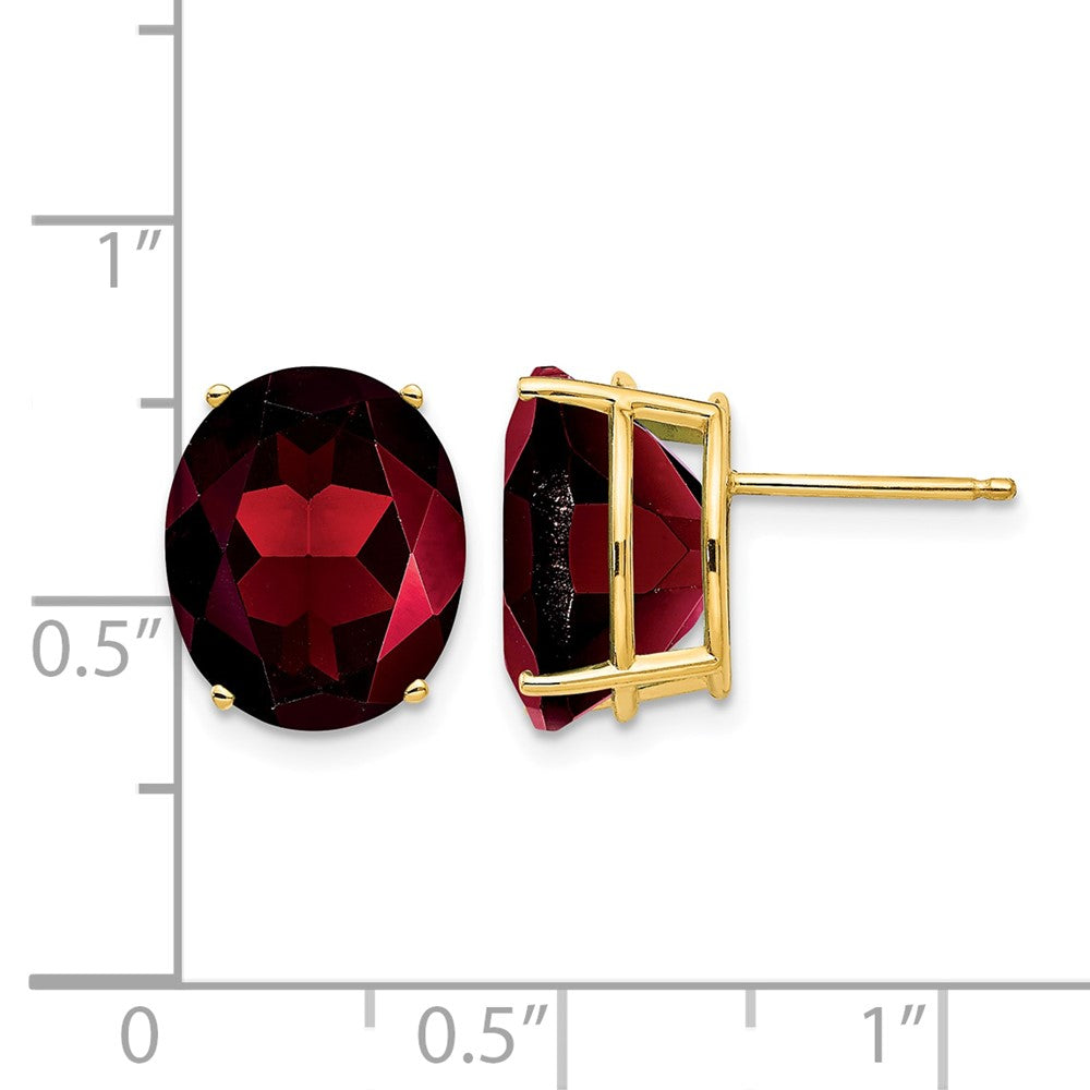 14k 12x10mm Oval Garnet Post Earrings