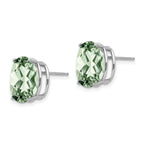 14k White Gold 12x10mm Oval Green Quartz Post Earrings