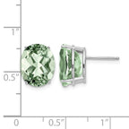 14k White Gold 12x10mm Oval Green Quartz Post Earrings