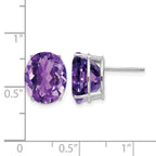 14k White Gold 12x10mm Oval Amethyst Stud Earrings