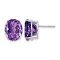 14k White Gold 12x10mm Oval Amethyst Stud Earrings