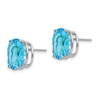 14k White Gold 12x10mm Oval Blue Topaz Stud Earrings