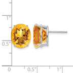 14k White Gold 12x10mm Oval Citrine Post Earrings