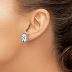 14k White Gold 12x10mm Oval Cubic Zirconia Stud Earrings