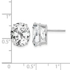 14k White Gold 12x10mm Oval Cubic Zirconia Stud Earrings