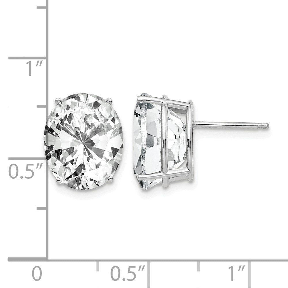 14k White Gold 12x10mm Oval Cubic Zirconia Stud Earrings