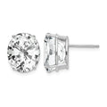 14k White Gold 12x10mm Oval Cubic Zirconia Stud Earrings