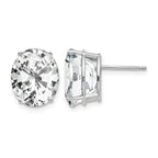 14k White Gold 12x10mm Oval Cubic Zirconia Stud Earrings