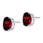14k White Gold 12x10mm Oval Garnet Post Earrings