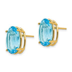 14k 14x10mm Oval Blue Topaz Post Earrings