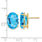 14k 14x10mm Oval Blue Topaz Post Earrings