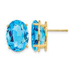 14k 14x10mm Oval Blue Topaz Post Earrings