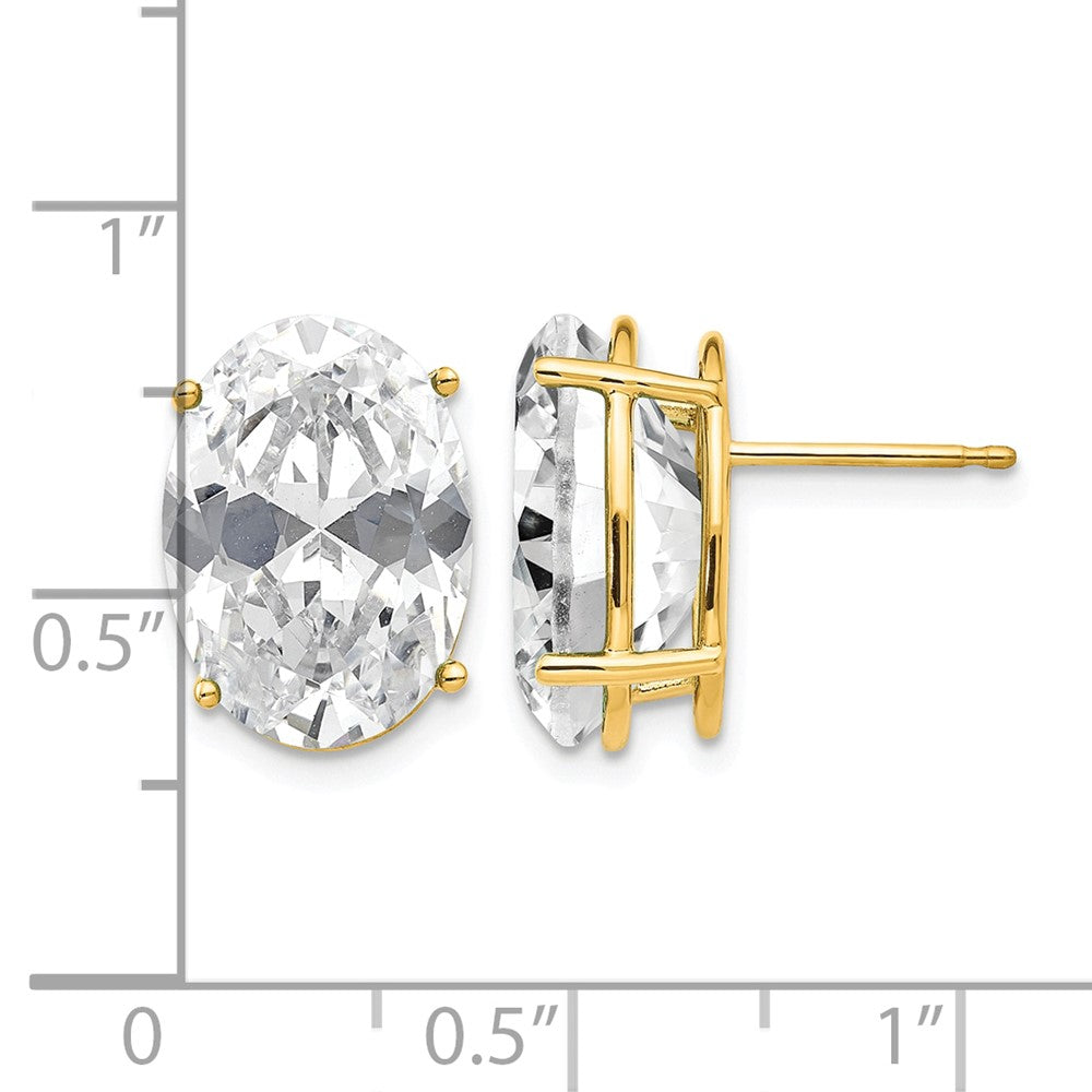 14k 14x10mm Oval Cubic Zirconia Post Earrings