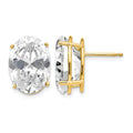 14k 14x10mm Oval Cubic Zirconia Post Earrings