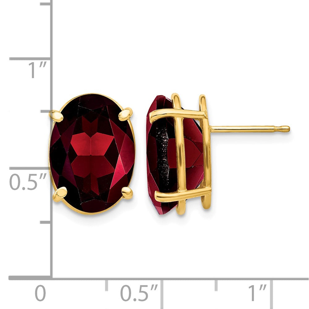 14k 14x10mm Oval Garnet Post Earrings